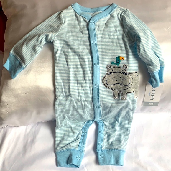 Oshkosh stripped Hippo snap-up Cotton Sleep & Play